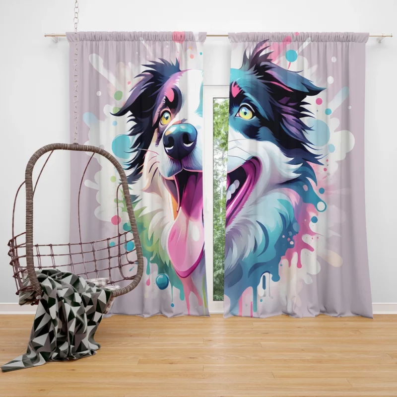 Energetic Border Collie Dog Enthusiast Curtain