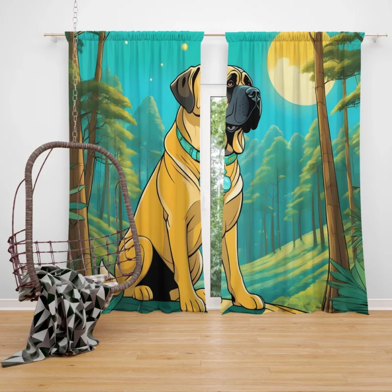 English Mastiff Delight Teen Joyful Surprise Curtain