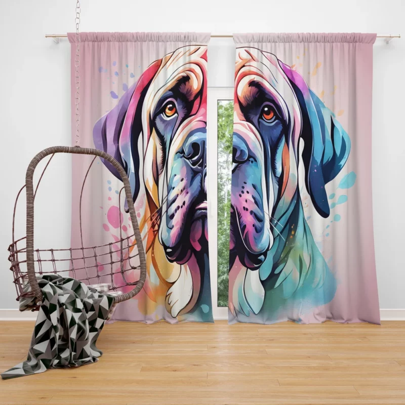 English Mastiff Pup Teen Birthday Surprise Curtain