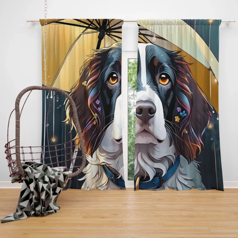 English Springer Spaniel Pup Teen Birthday Surprise Curtain