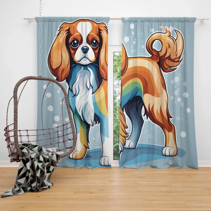 English Toy Spaniel Pup Teen Birthday Surprise Curtain