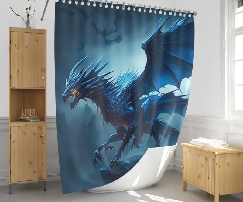 Epic Blue Dragon Artwork Shower Curtain 1