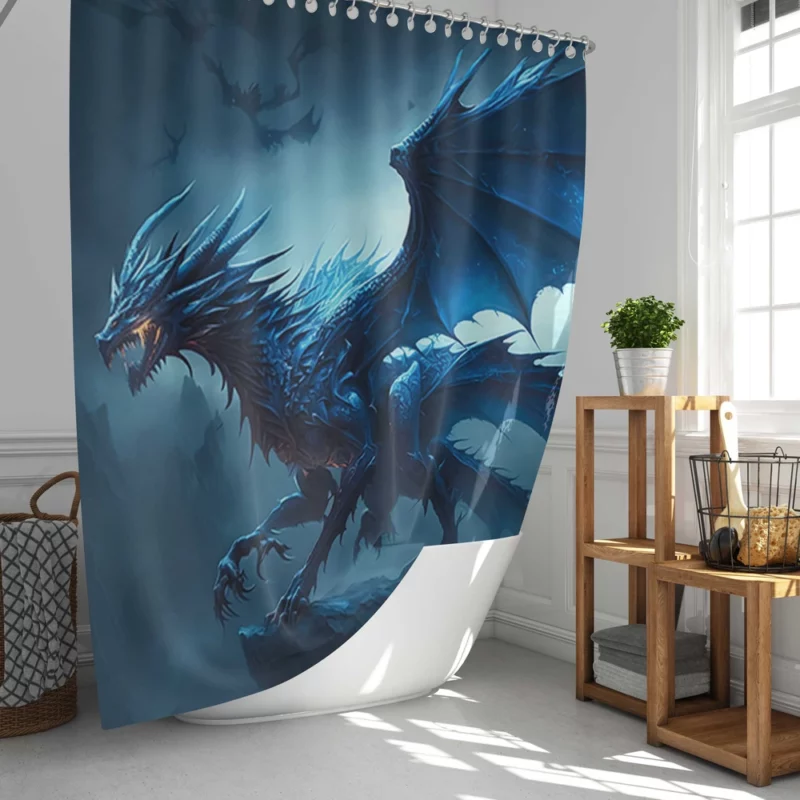 Epic Blue Dragon Artwork Shower Curtain