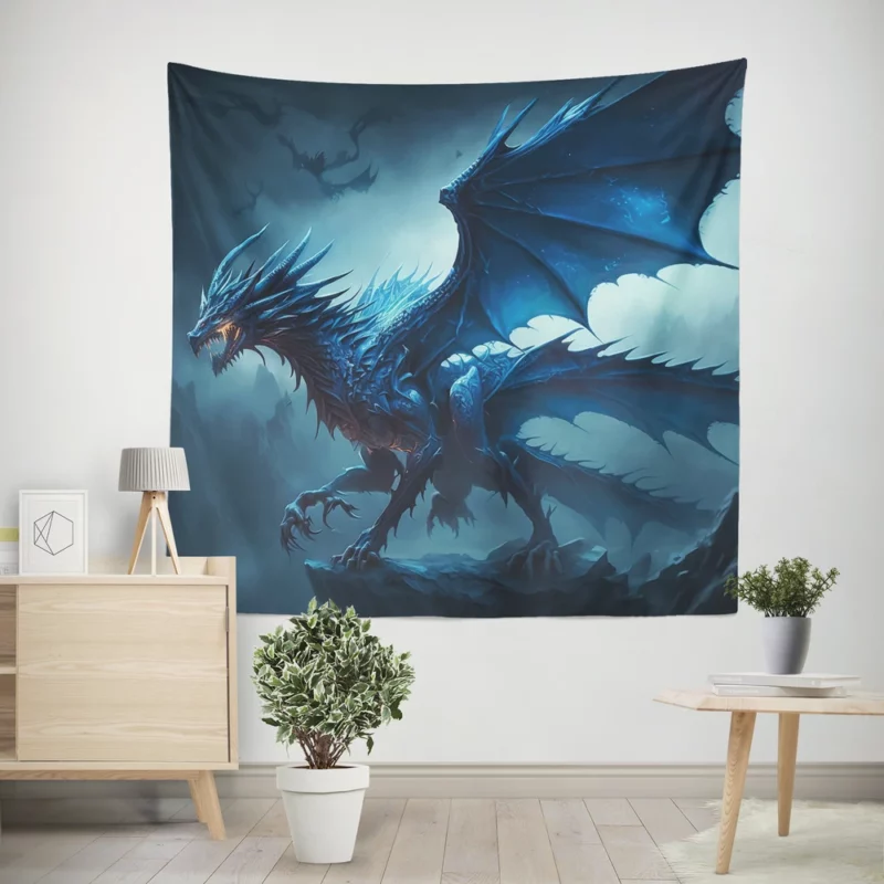 Epic Blue Dragon Artwork Wall Tapestry