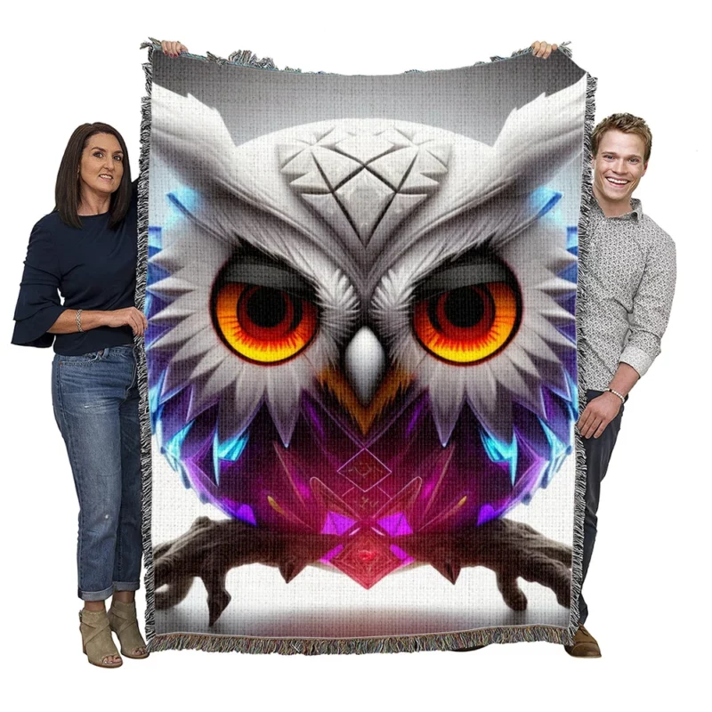 Ethnic Owl Design Woven Blanket