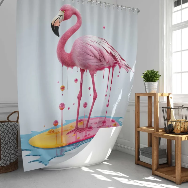 Exotic Pink Bird Artwork Shower Curtain