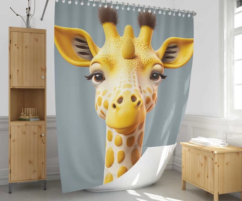 Fantastical Horned Giraffe Shower Curtain 1