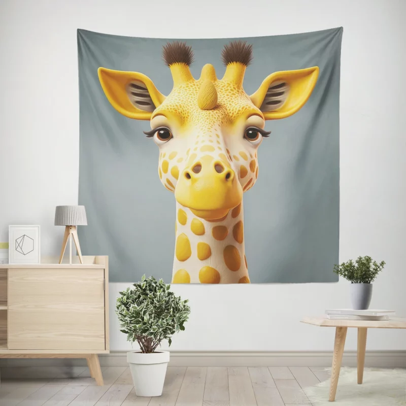 Fantastical Horned Giraffe Wall Tapestry