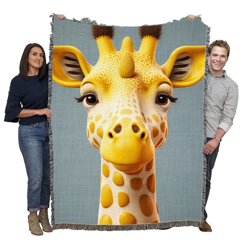 Fantastical Horned Giraffe Woven Blanket