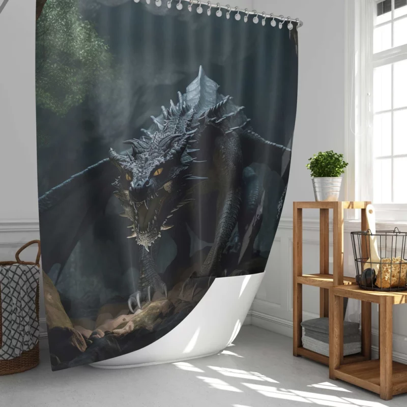 Fantasy Dragon Illustration Shower Curtain