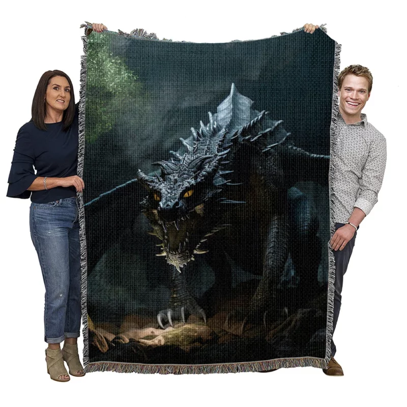 Fantasy Dragon Illustration Woven Blanket