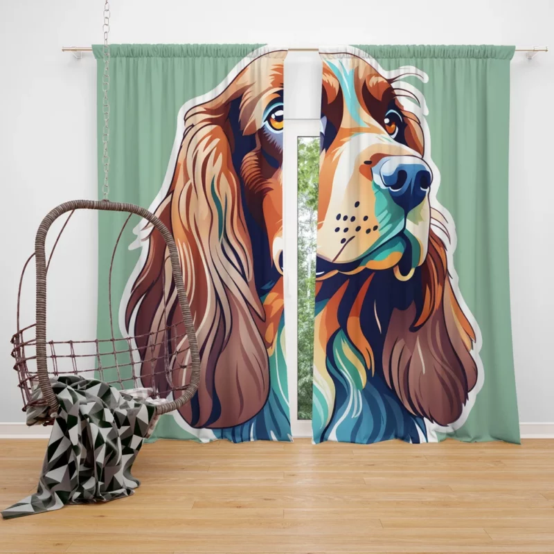 Field Spaniel Dog Pup Teen Birthday Surprise Curtain