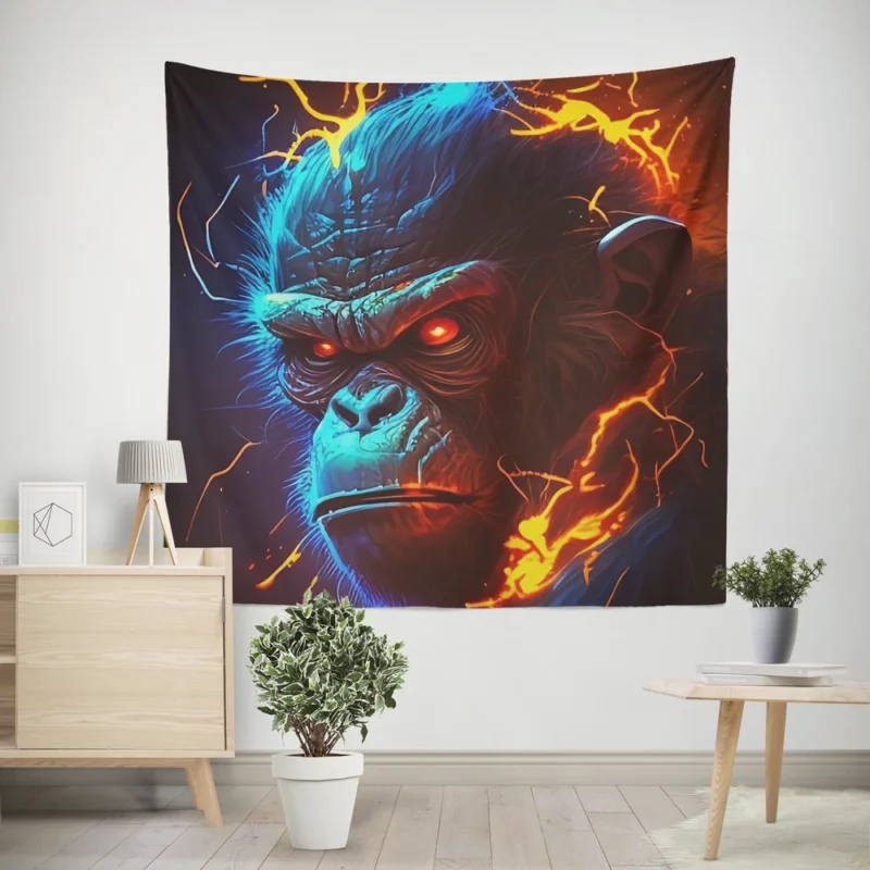 Fiery Faced Monkey Art Wall Tapestry