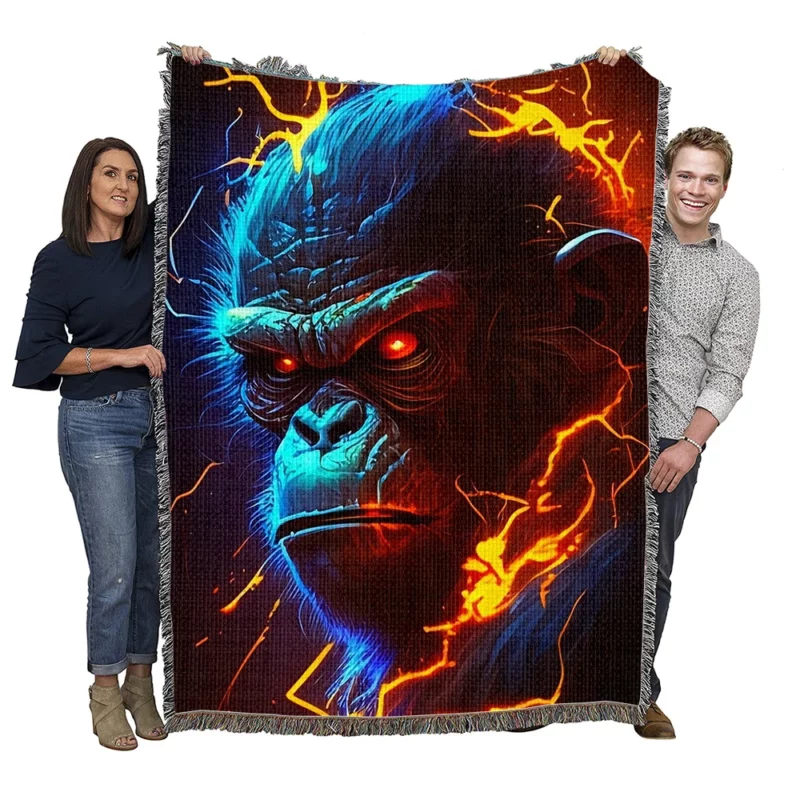 Fiery Faced Monkey Art Woven Blanket