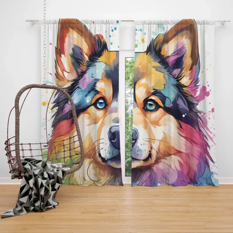 Finnish Lapphund Pup Teen Birthday Surprise Curtain