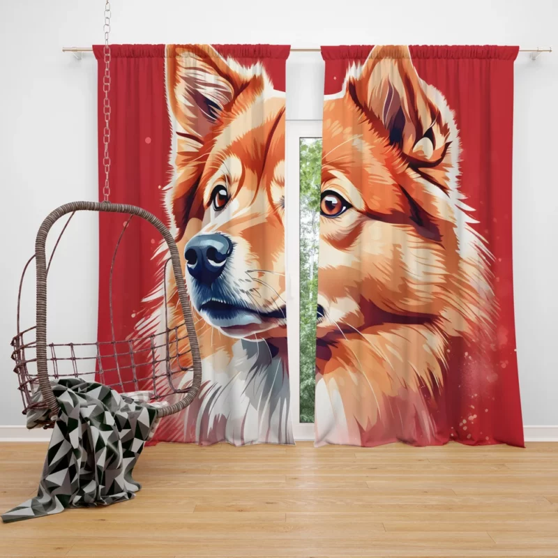 Finnish Spitz Playful Charm Teen Joy Curtain