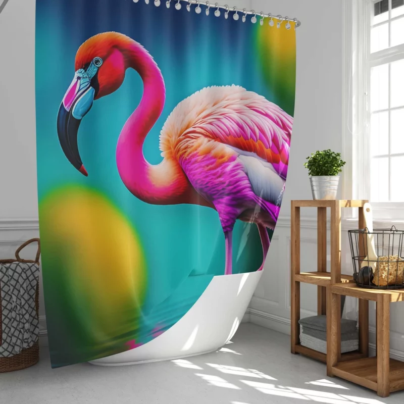 Flamingo Colorful Artwork Shower Curtain