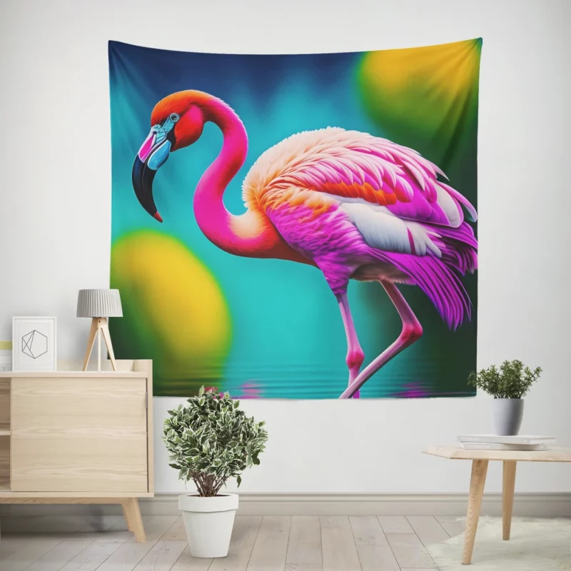 Flamingo Colorful Artwork Wall Tapestry