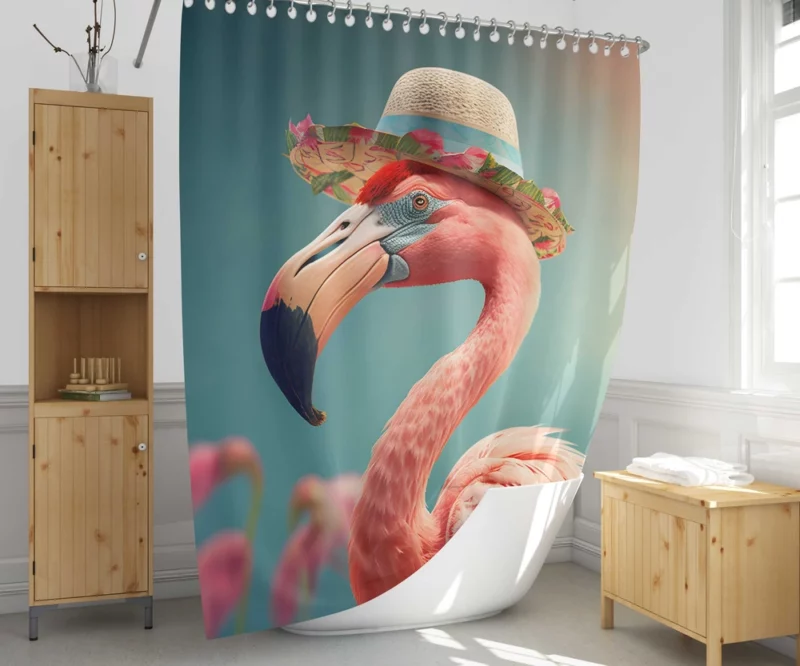Flamingo With Flower Garland Shower Curtain 1