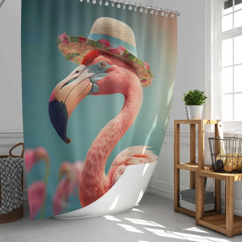 Flamingo With Flower Garland Shower Curtain