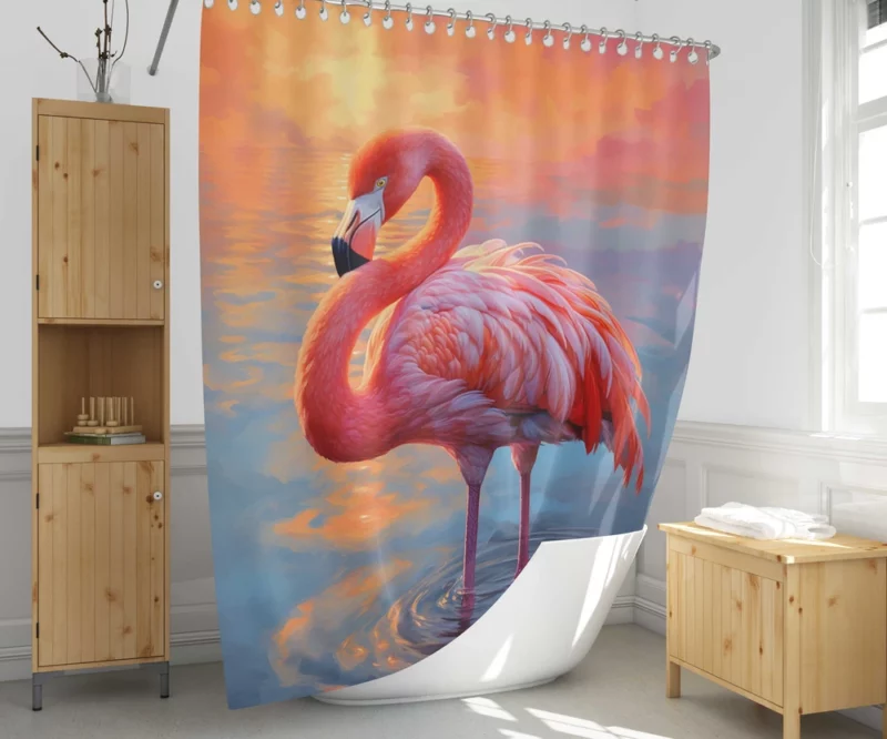 Flamingo in Sunlight Shower Curtain 1