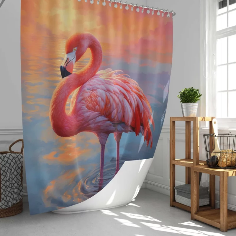 Flamingo in Sunlight Shower Curtain