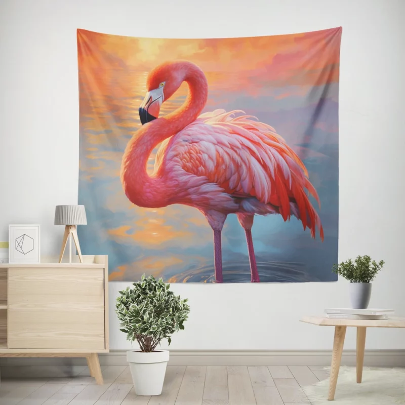 Flamingo in Sunlight Wall Tapestry