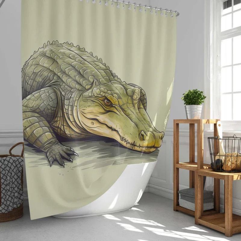 Flat Crocodile Illustration Shower Curtain