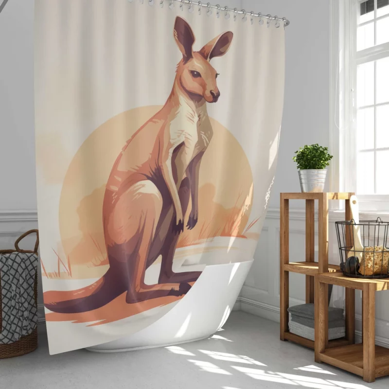 Flat Kangaroo Illustration Shower Curtain