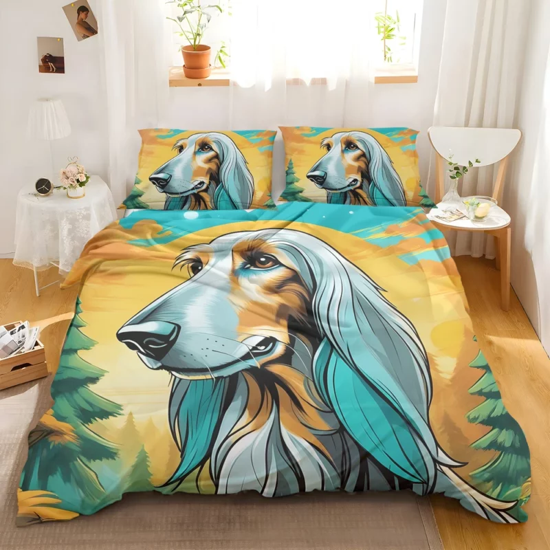 Flaunting Afghan Hound Flair Dog Style Bedding Set 2