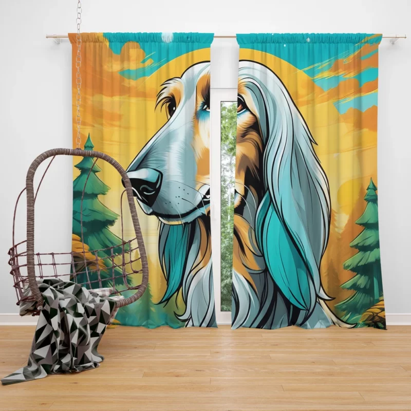 Flaunting Afghan Hound Flair Dog Style Curtain