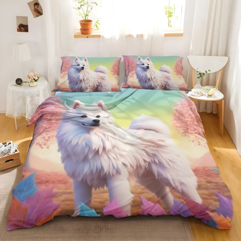 Fluffy American Eskimo Dog Winter Companion Bedding Set 2