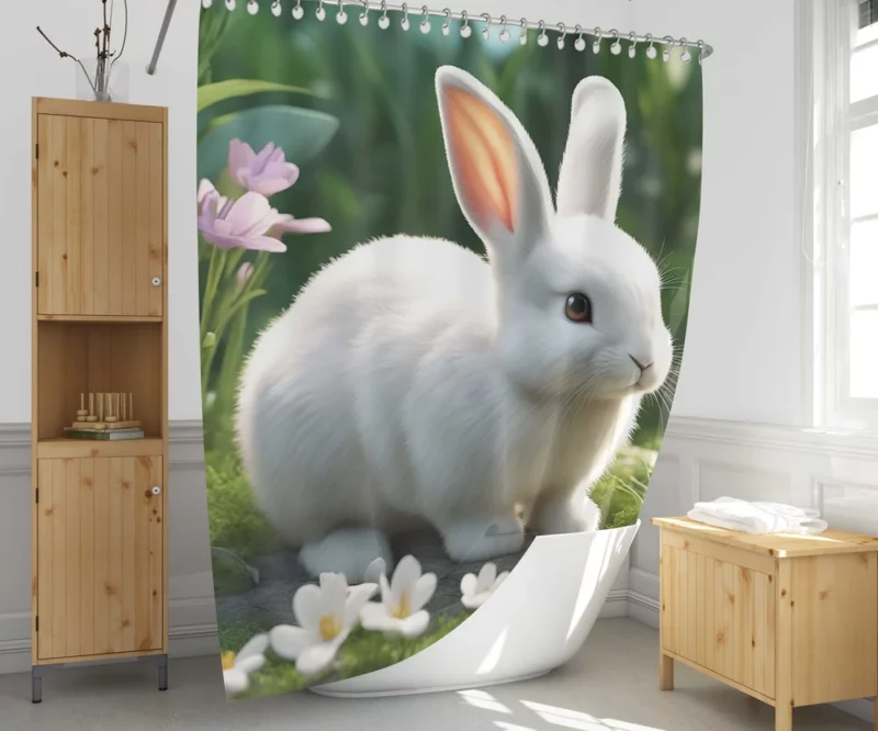 Fluffy Bunny AI Generation Shower Curtain 1