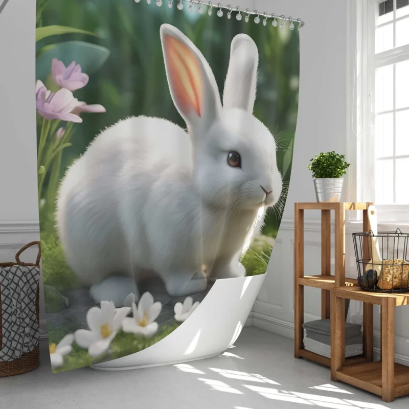 Fluffy Bunny AI Generation Shower Curtain