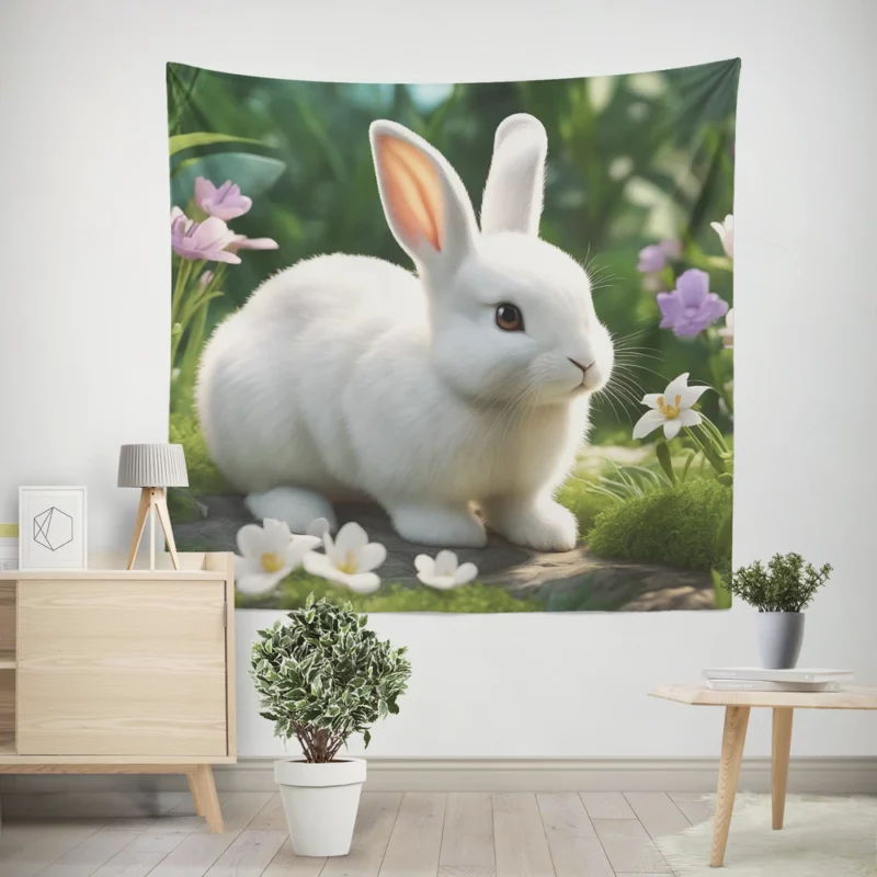 Fluffy Bunny AI Generation Wall Tapestry