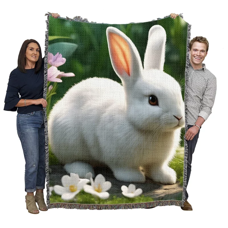 Fluffy Bunny AI Generation Woven Blanket