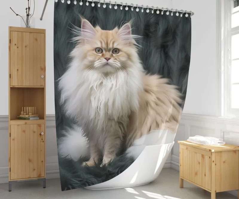 Fluffy Cat Close-Up Shower Curtain 1