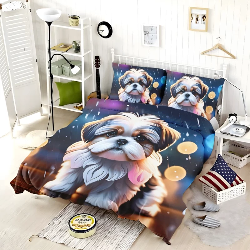 Fluffy Charm Shih Tzu Dog Bedding Set