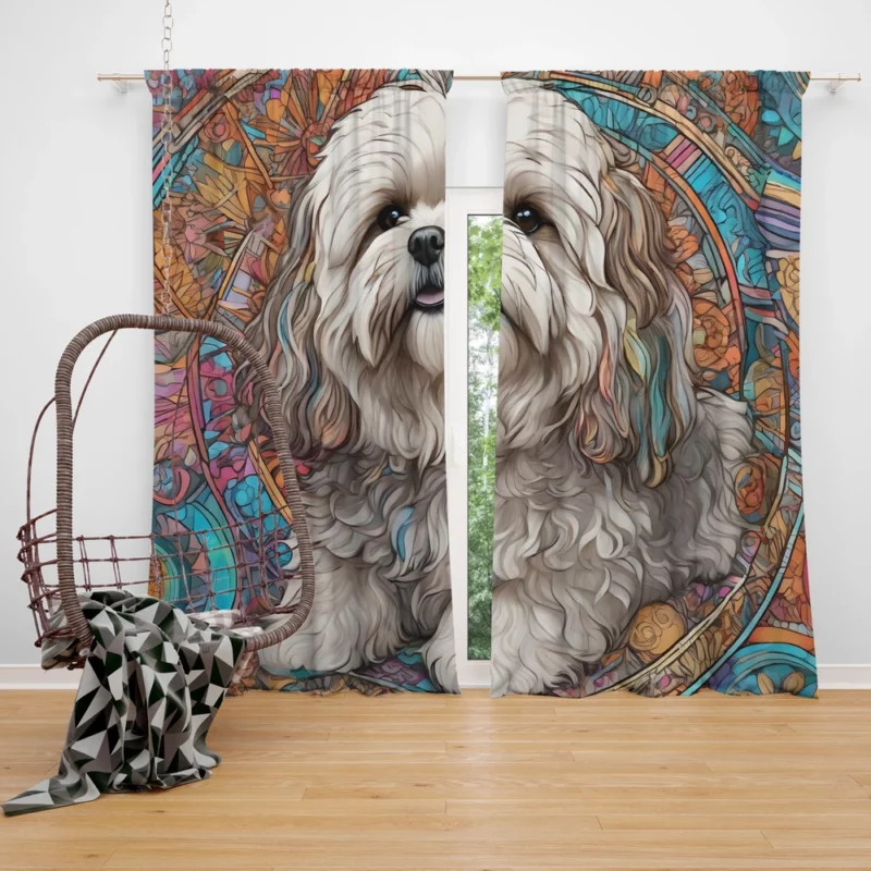 Fluffy Elegance Shih-Poo Dog Curtain