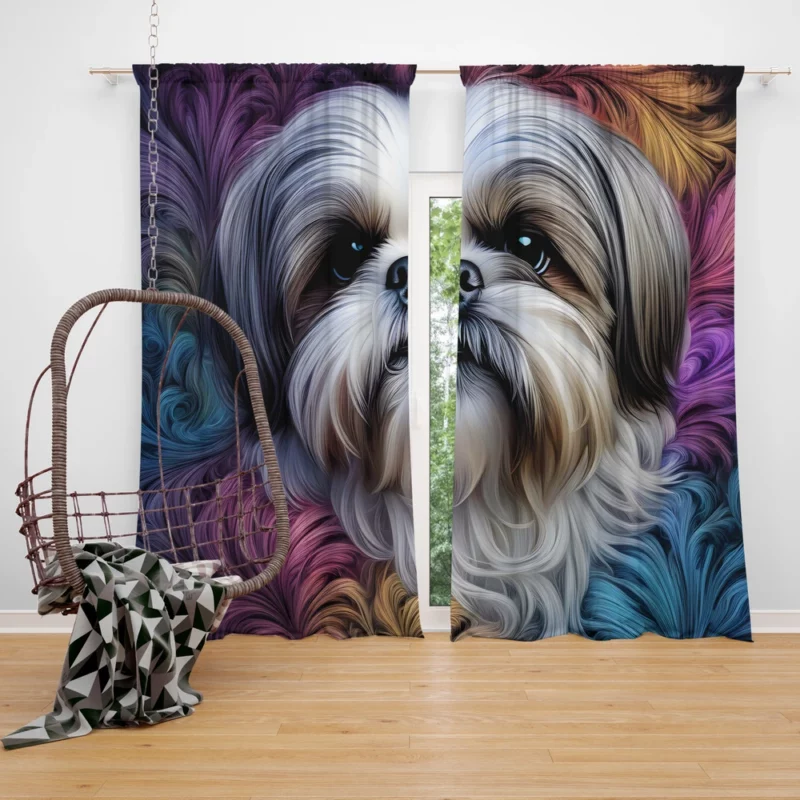 Fluffy Elegance Shih Tzu Dog Curtain