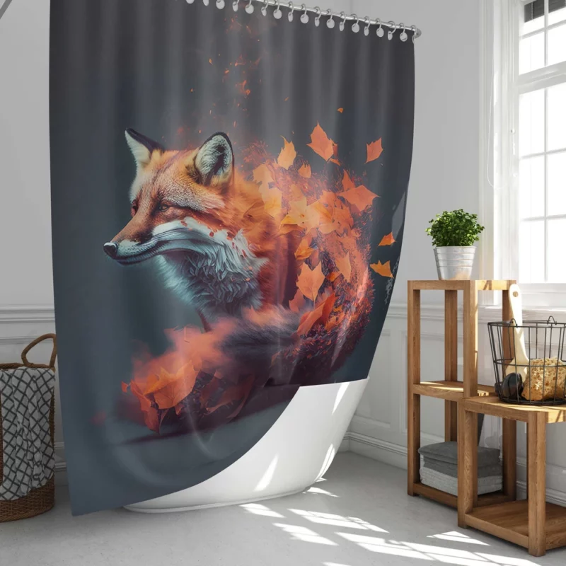 Fox Surrounded by Leaves Shower Curtain