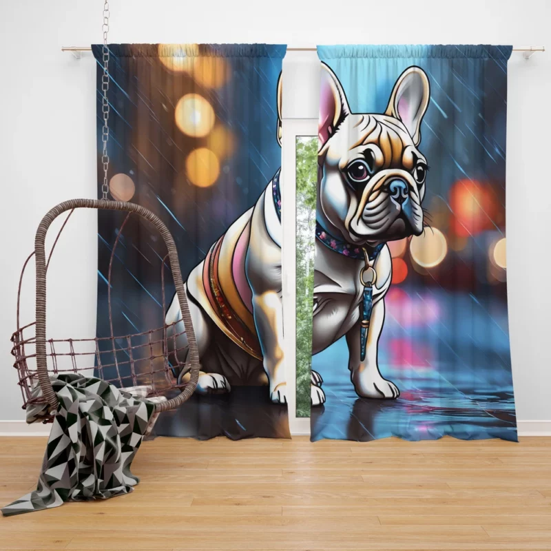 French Bulldog Pup Teen Birthday Surprise Curtain