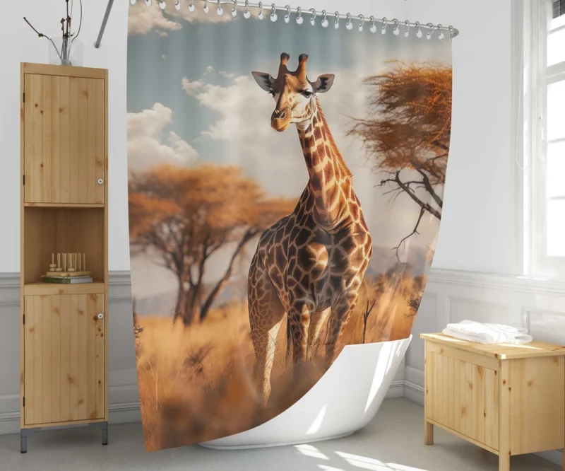 Full Body Giraffe Photography Shower Curtain 1