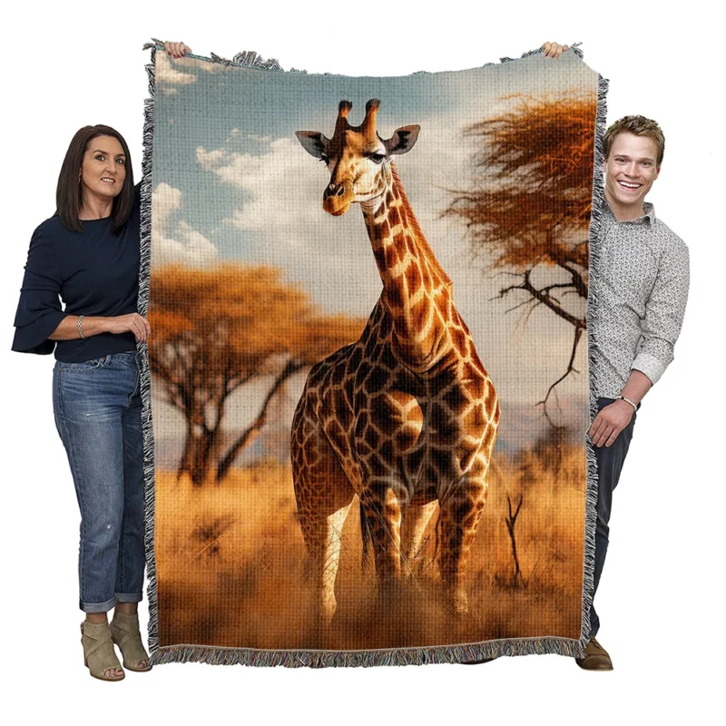 Full Body Giraffe Photography Woven Blanket