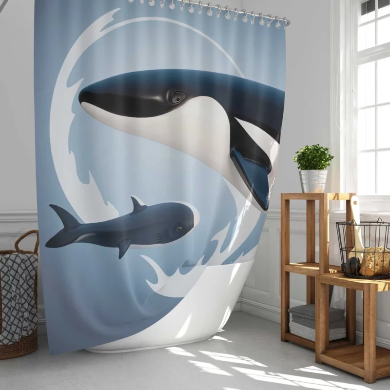Funny Orca Logo Illustration Shower Curtain