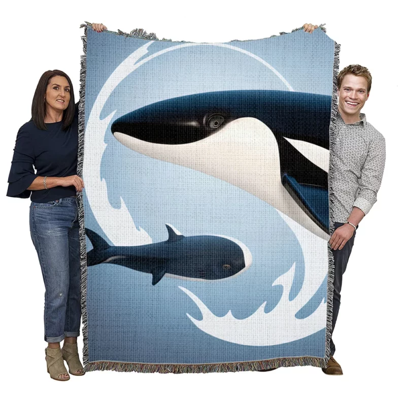 Funny Orca Logo Illustration Woven Blanket