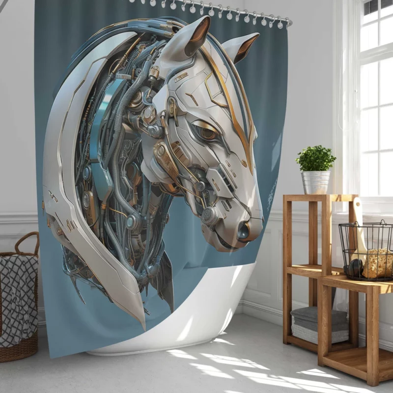 Futuristic Horse Head Shower Curtain