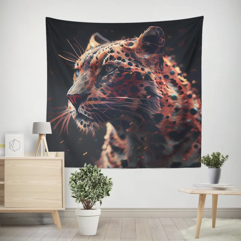 Futuristic Leopard Illustration Wall Tapestry