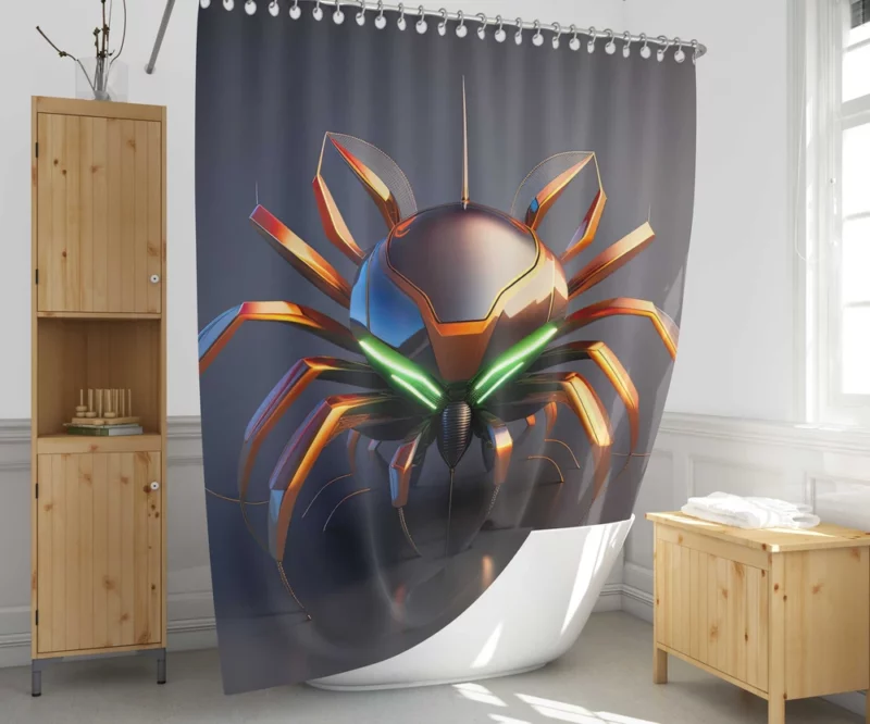 Futuristic Spider Artwork Shower Curtain 1