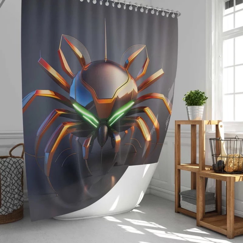 Futuristic Spider Artwork Shower Curtain